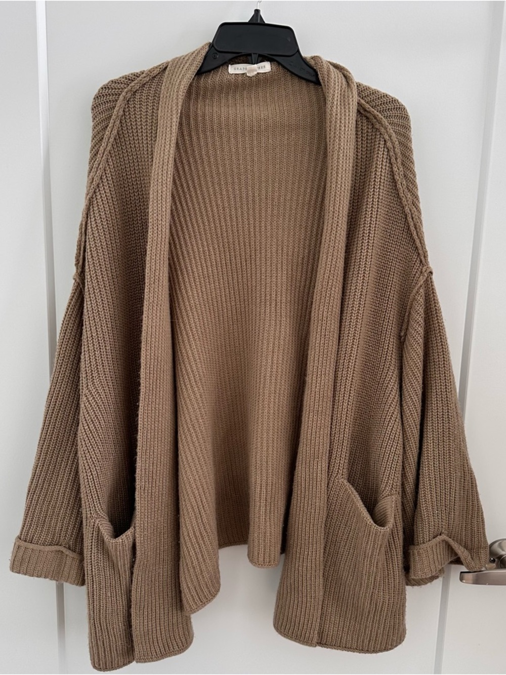 Grade & Gather Knit Open-Front Boxy Cardigan Sweater